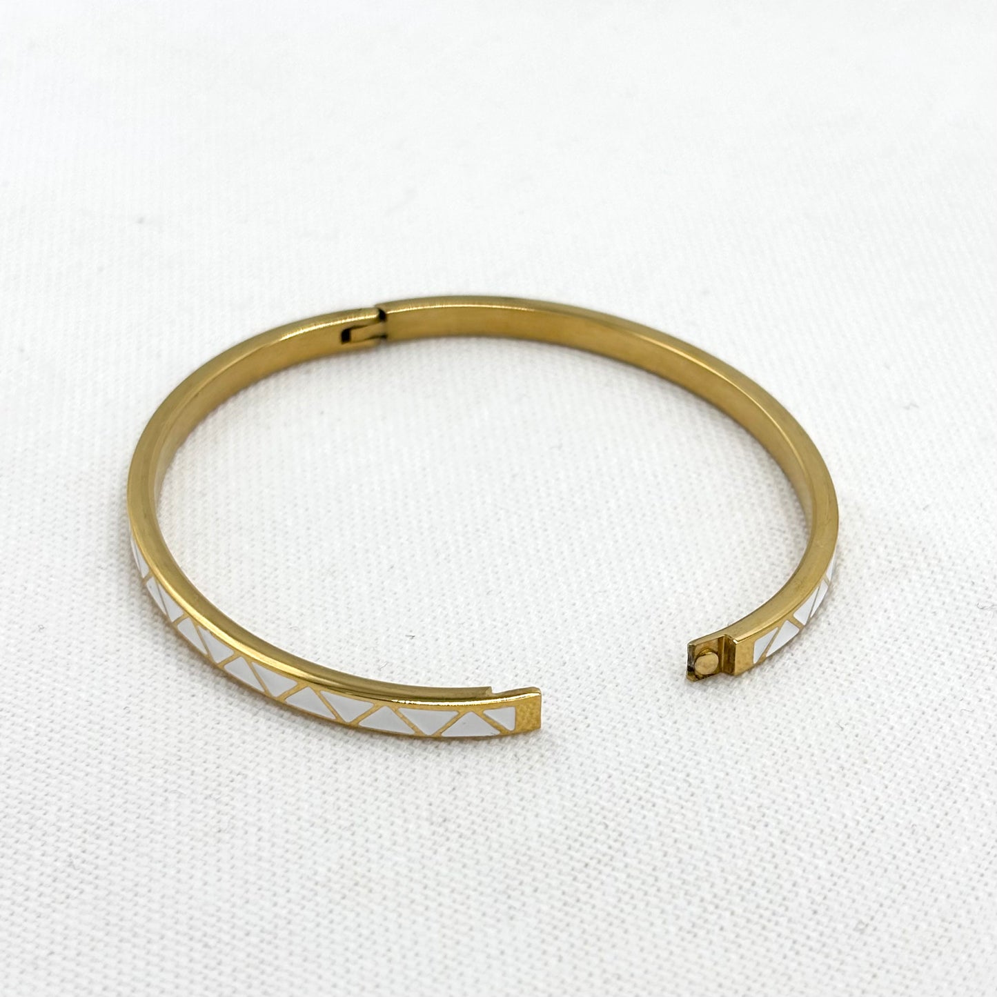 Bracelet Jonc Acier Inoxydable Doré Motif Triangle