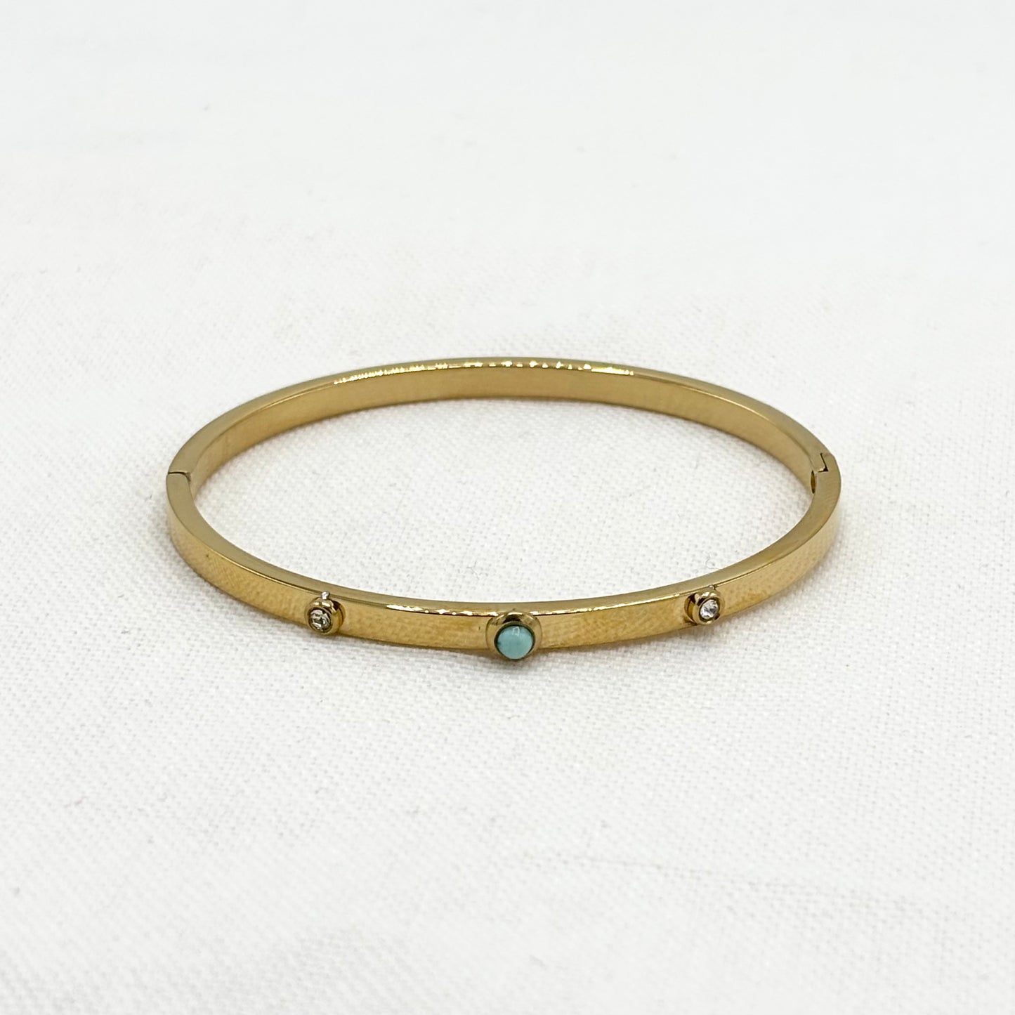 Bracelet Jonc Acier Inoxydable Doré Strass