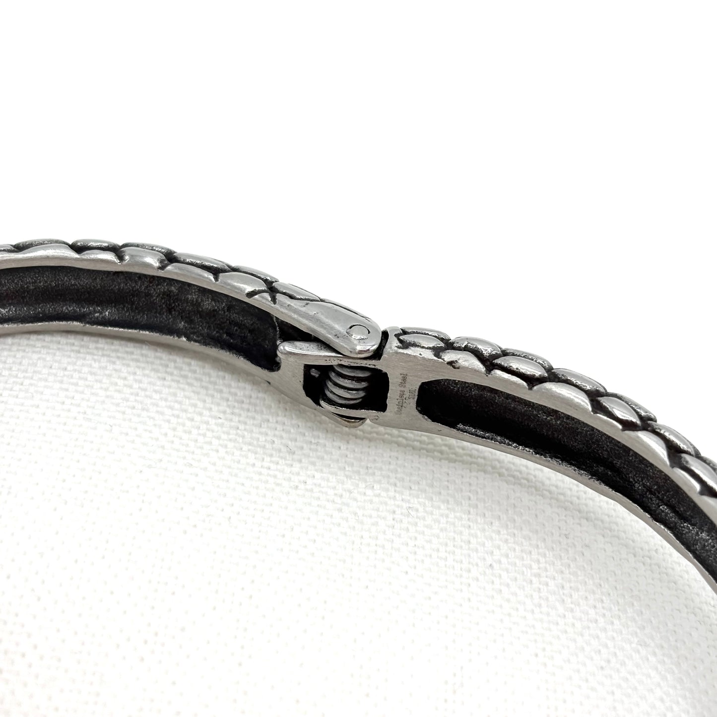 Bracelet Serpent Yeux Verts Acier Inoxydable Blanc