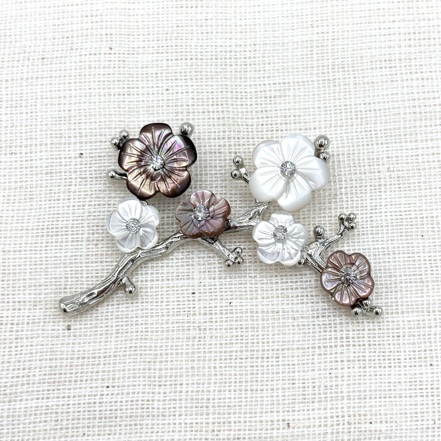 Pendentif Fleurs En Nacre Strass