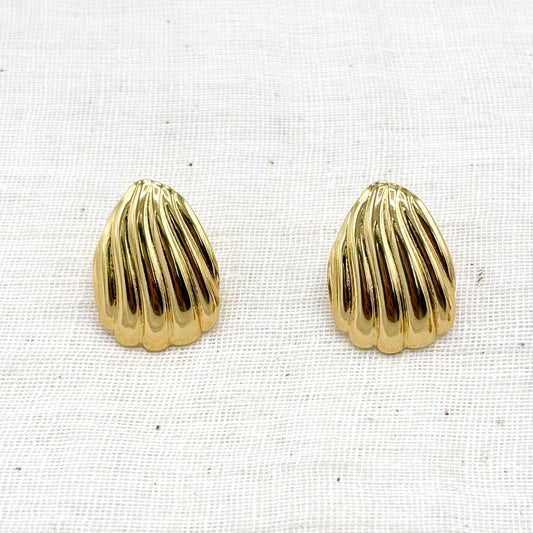 Boucles D'Oreilles Coquillage Acier Inoxydable Doré