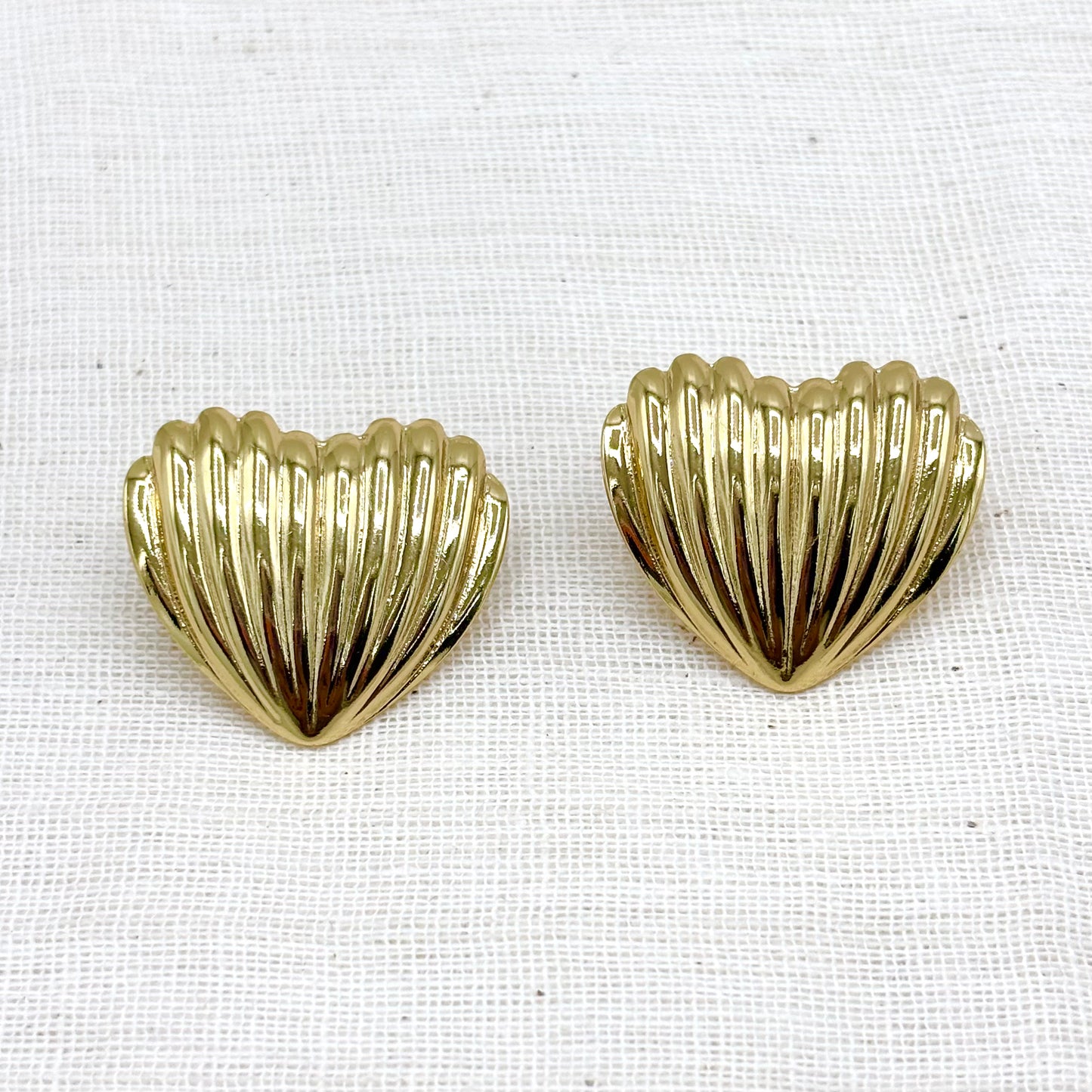 Boucles D'Oreilles Coquillage Cœur Acier Inoxydable Doré