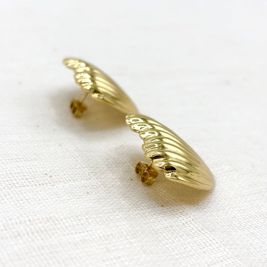 Boucles D'Oreilles Coquillage Cœur Acier Inoxydable Doré