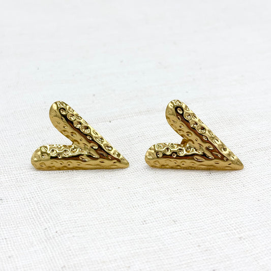 Boucles D'Oreilles Cœur Acier Inoxydable Doré