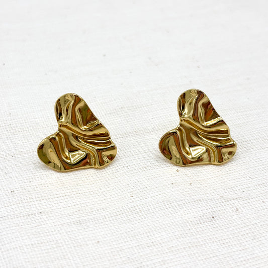 Boucles D'Oreilles Cœur En Acier Inoxydable Doré