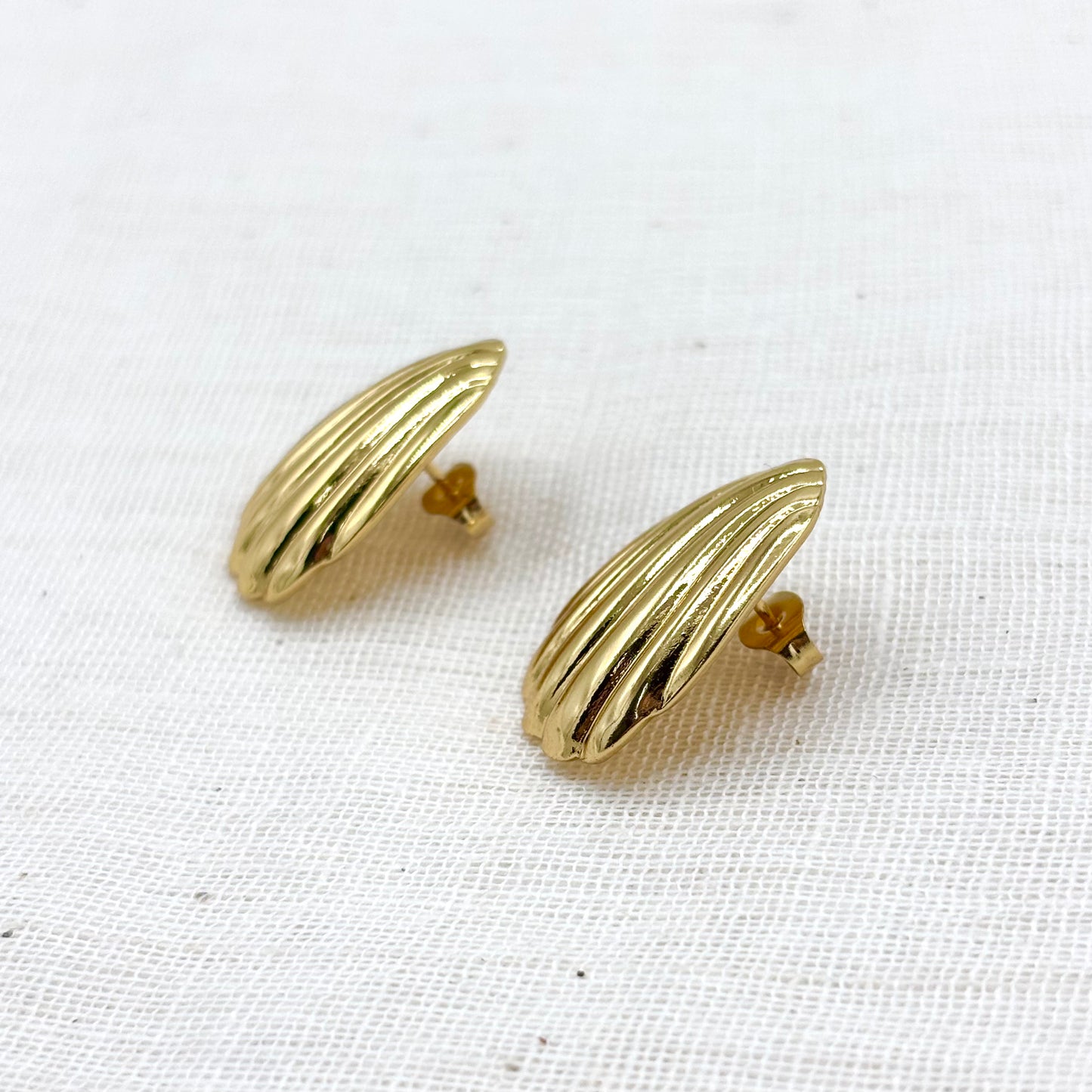 Boucles D'Oreilles Coquillage Acier Inoxydable Doré