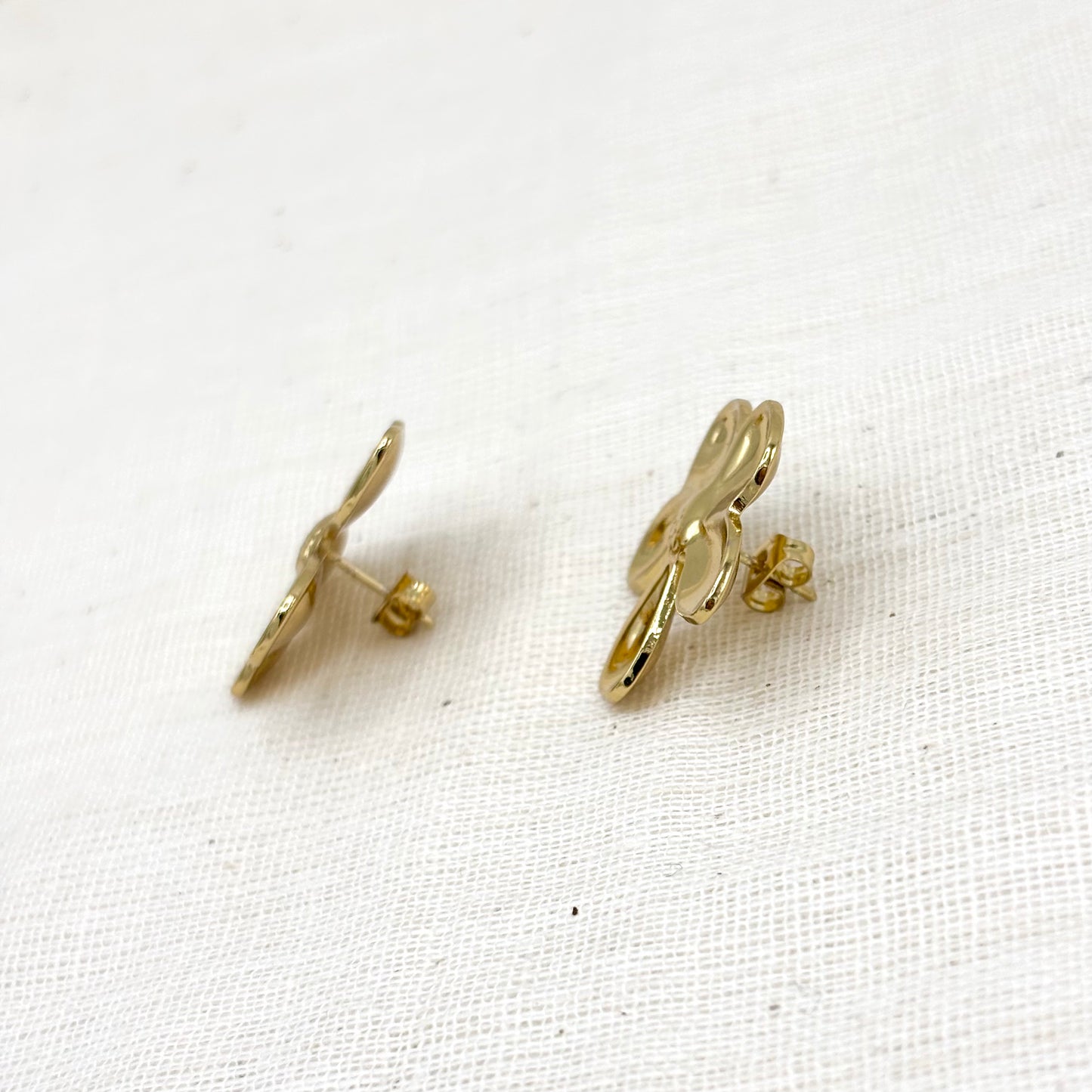 Boucles D'Oreilles Fleur Acier Inoxydable Doré