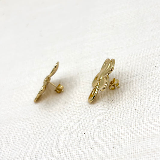 Boucles D'Oreilles Fleur Acier Inoxydable Doré