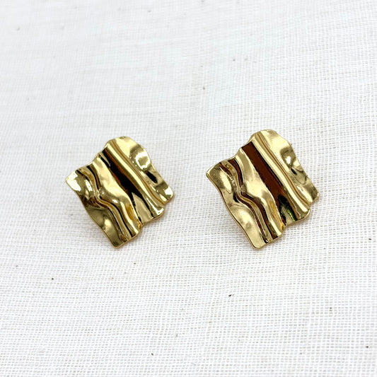 Boucles D'Oreilles Tuile Acier Inoxydable Doré