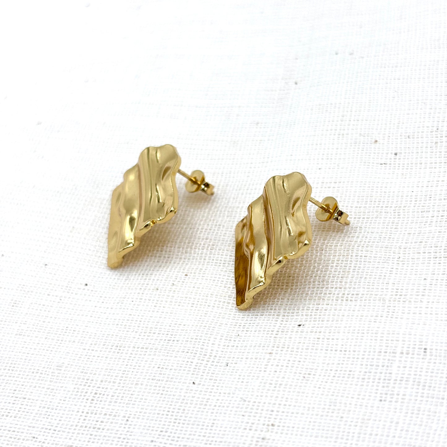 Boucles D'Oreilles Tuile Acier Inoxydable Doré