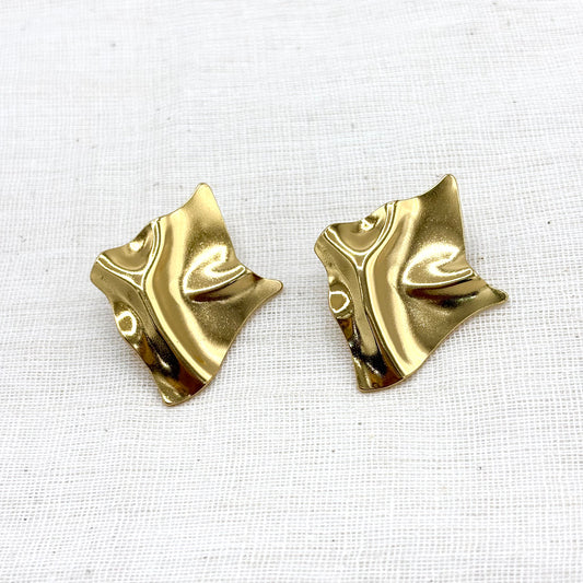 Boucles D'Oreilles Tuile Losange Acier Inoxydable Doré