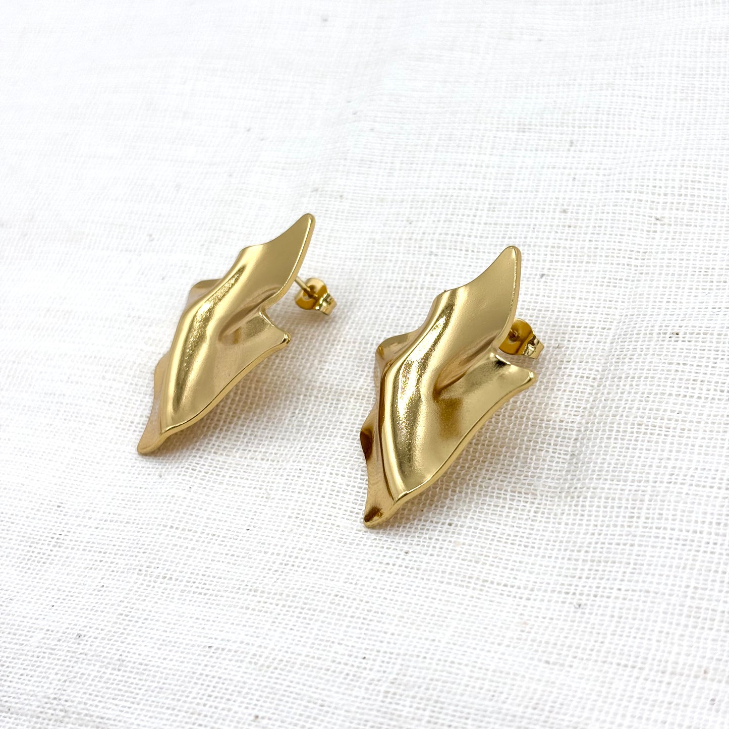 Boucles D'Oreilles Tuile Losange Acier Inoxydable Doré
