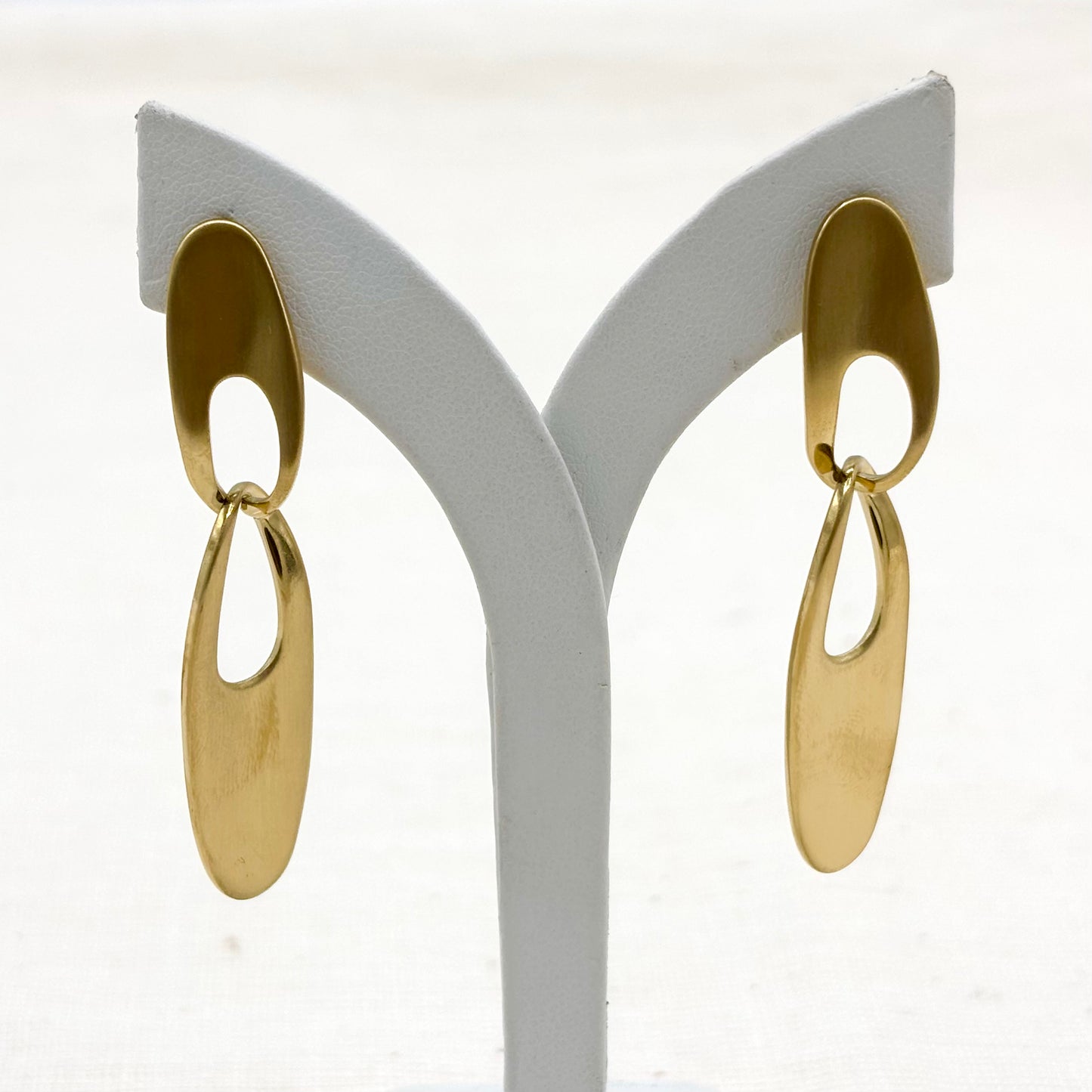 Boucles D'Oreilles Pendantes Acier Inoxydable Doré Mat