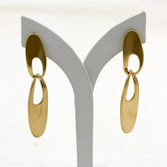 Boucles D'Oreilles Pendantes Acier Inoxydable Doré Mat