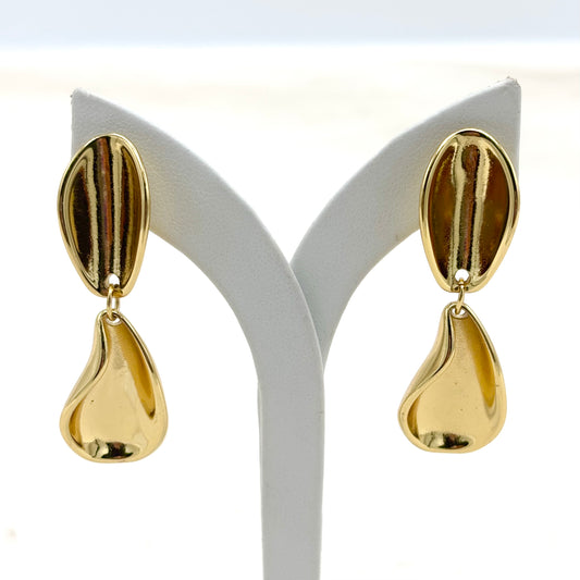 Boucles D'Oreilles Pendantes Acier Inoxydable Doré