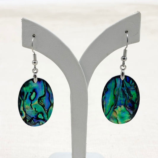 Boucles D'Oreilles Ovale Nacre Abalone Laiton