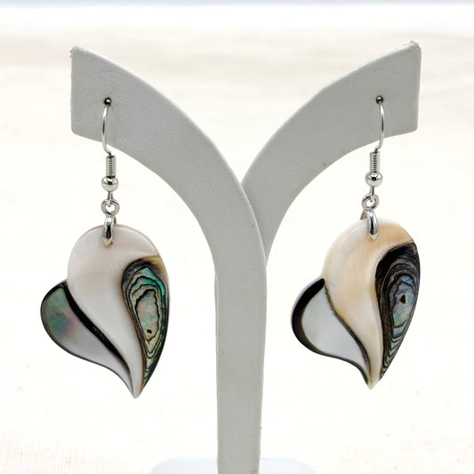 Boucles D'Oreilles Cœur Nacre Abalone Laiton