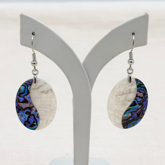 Boucles D'Oreilles Ovale Nacre Abalone Laiton