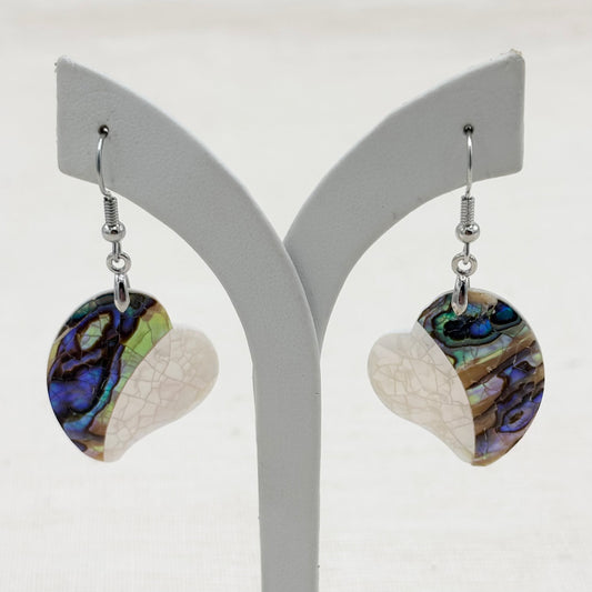 Boucles D'Oreilles Cœur Nacre Abalone Laiton