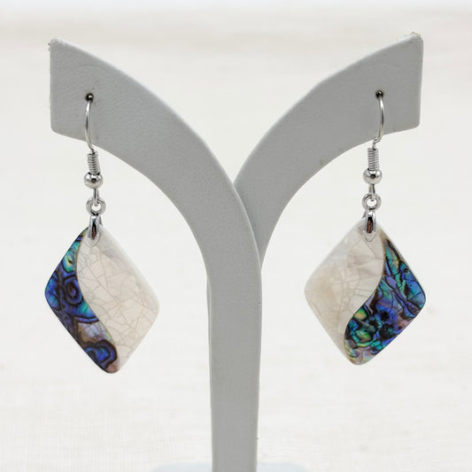Boucles D'Oreilles Losange Nacre Abalone Laiton