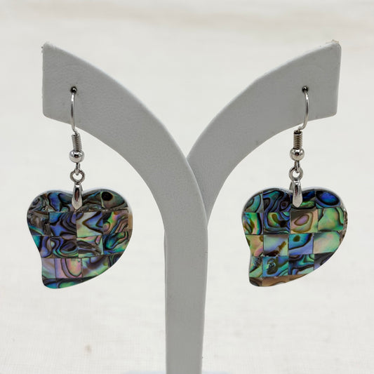 Boucles D'Oreilles Cœur Nacre Abalone Laiton