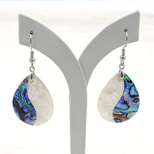 Boucles D'Oreilles Goutte Nacre Abalone Laiton
