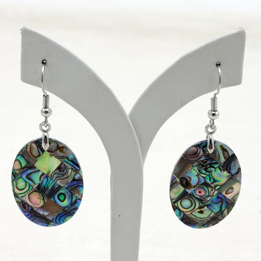 Boucles D'Oreilles Ovale Nacre Abalone Laiton