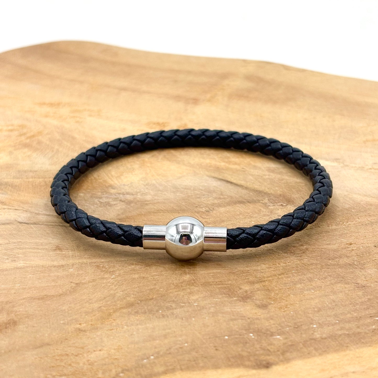 Bracelet Homme Cuir Acier Inoxydable
