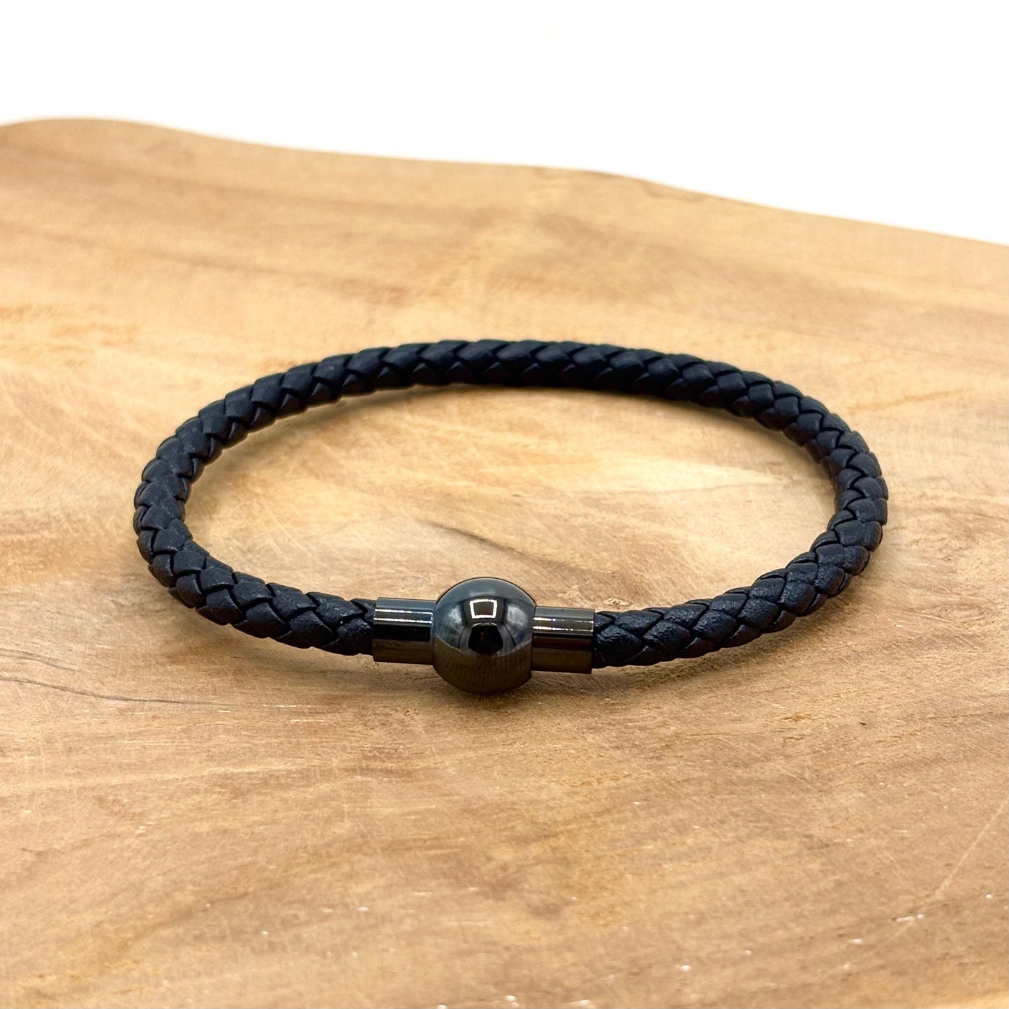 Bracelet Homme Cuir Acier Inoxydable