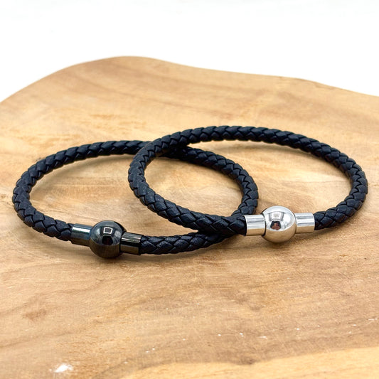 Bracelet Homme Cuir Acier Inoxydable