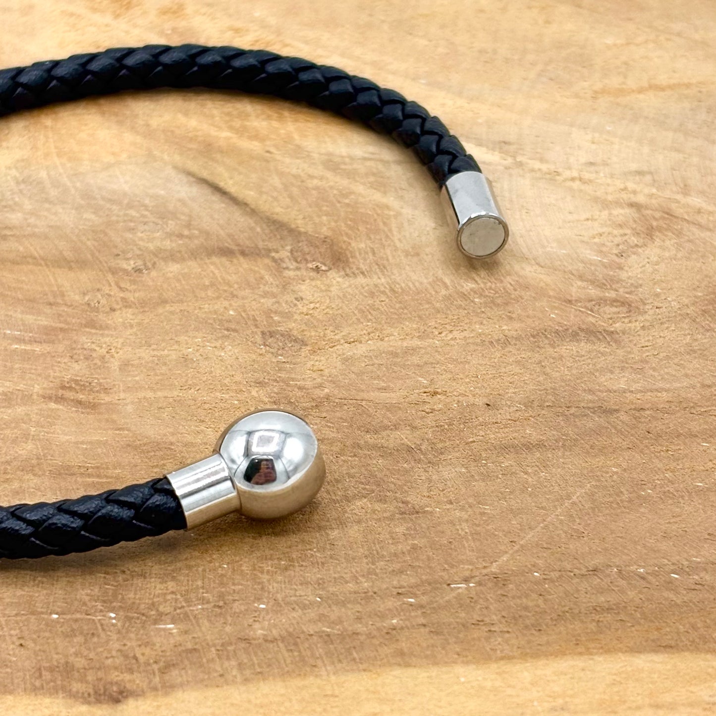 Bracelet Homme Cuir Acier Inoxydable