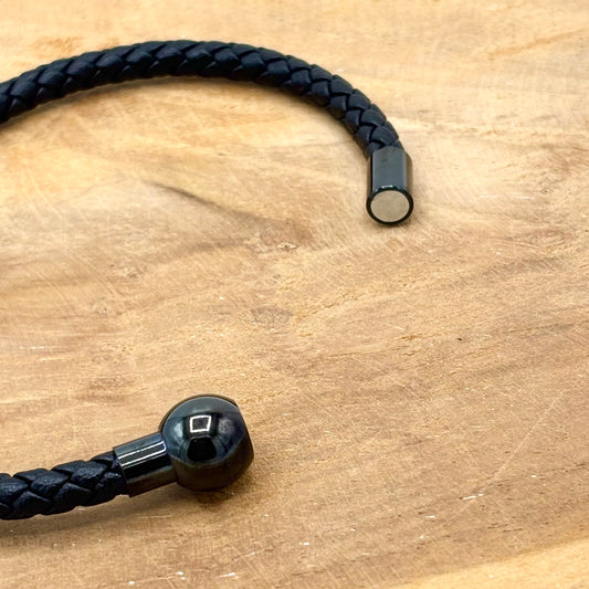 Bracelet Homme Cuir Acier Inoxydable