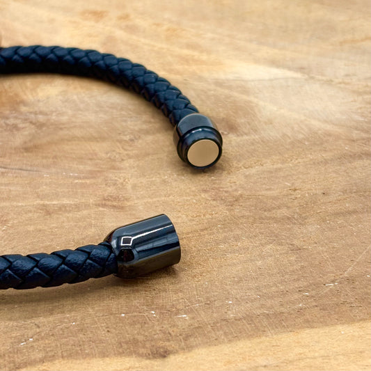 Bracelet Homme Cuir Acier Inoxydable Infini