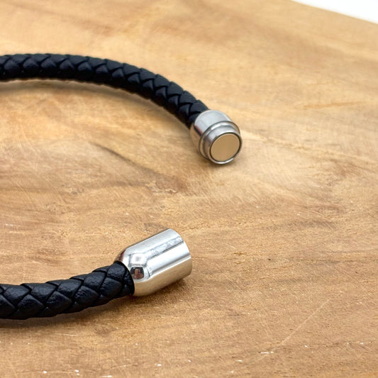 Bracelet Homme Cuir Acier Inoxydable Football