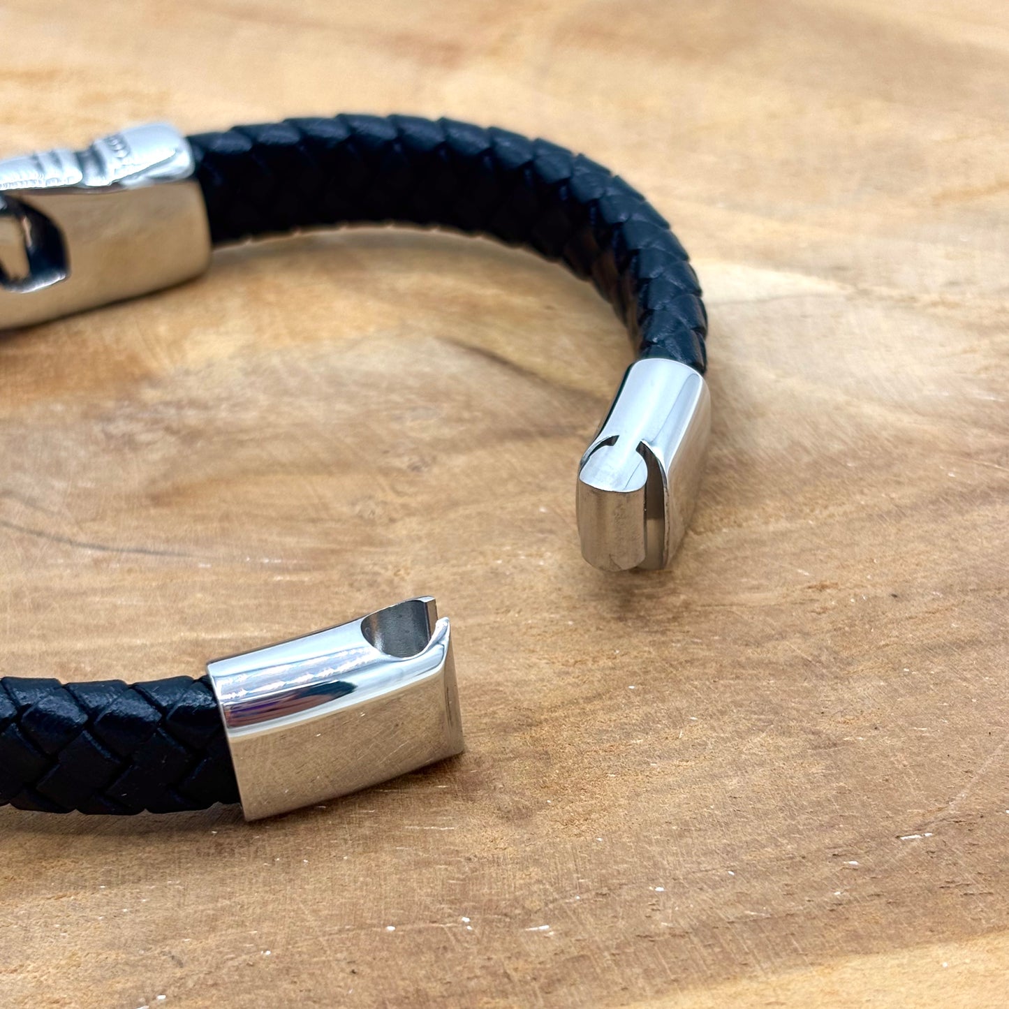 Bracelet Homme Cuir Acier Inoxydable Chaînes