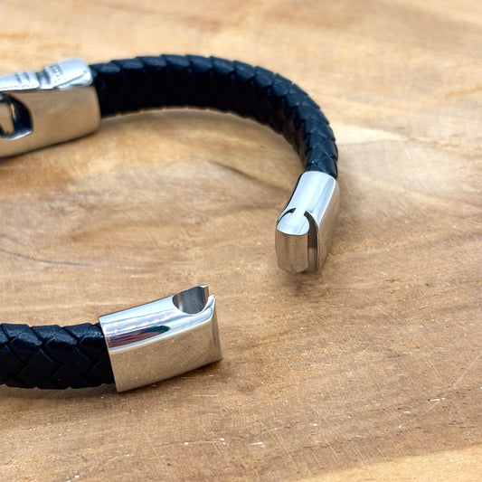 Bracelet Homme Cuir Acier Inoxydable Chaînes