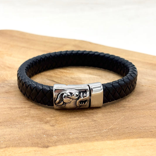Bracelet Homme Cuir Acier Inoxydable