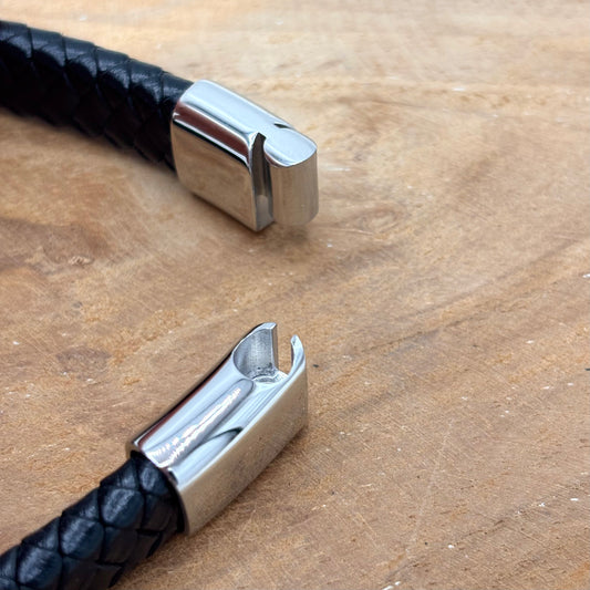 Bracelet Homme Cuir Acier Inoxydable