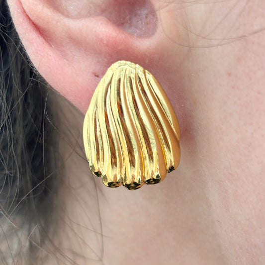 Boucles D'Oreilles Coquillage Acier Inoxydable Doré