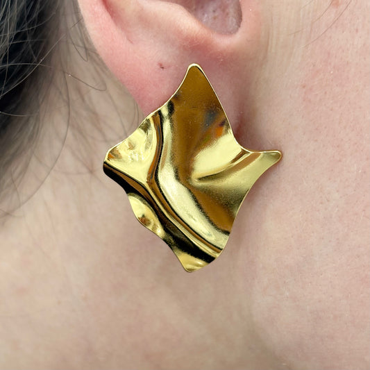 Boucles D'Oreilles Tuile Losange Acier Inoxydable Doré