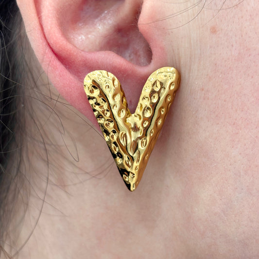 Boucles D'Oreilles Cœur Acier Inoxydable Doré