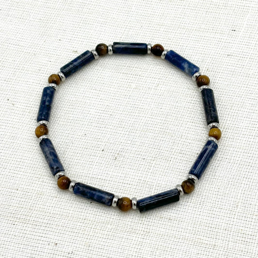 Bracelet Homme Pierre Naturelle Et Acier Inoxydable