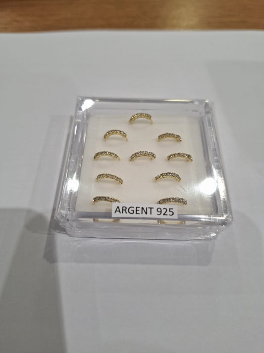 Piercing Nez Anneaux  7 strass Argent 925 Doré 0.7g/1pcs Vendu/ 10pcs