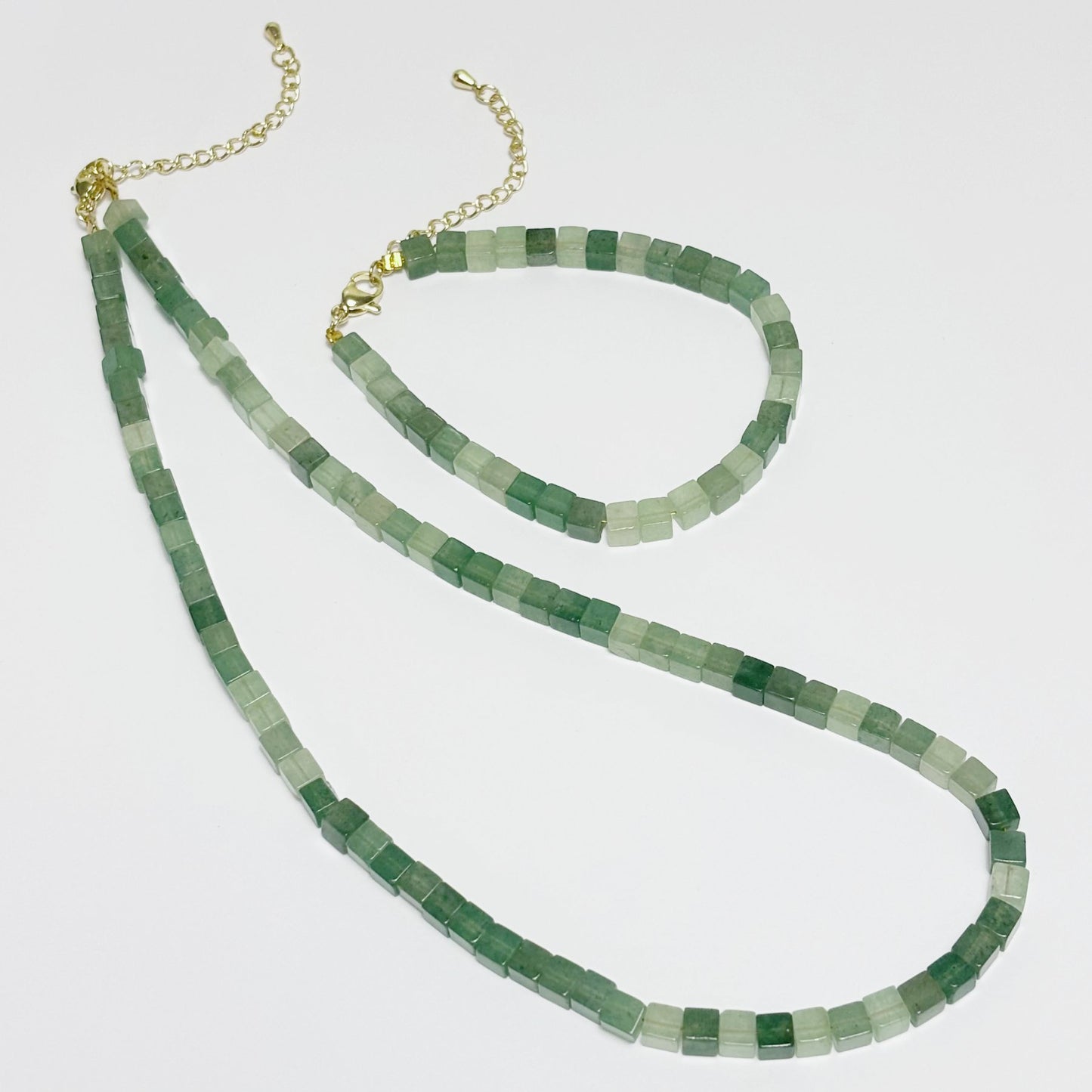 Collier Bracelet Pierre Naturelle Carré