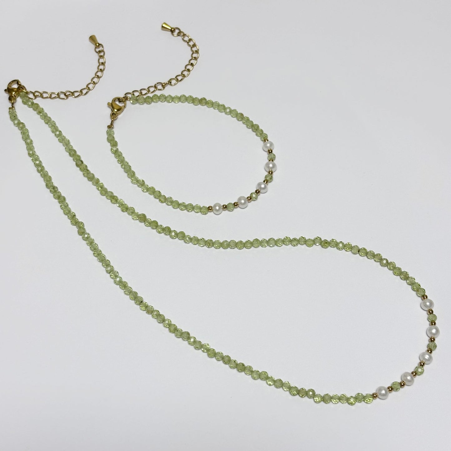 Collier Bracelet Pierre Naturelle Perle D'Eau Douce