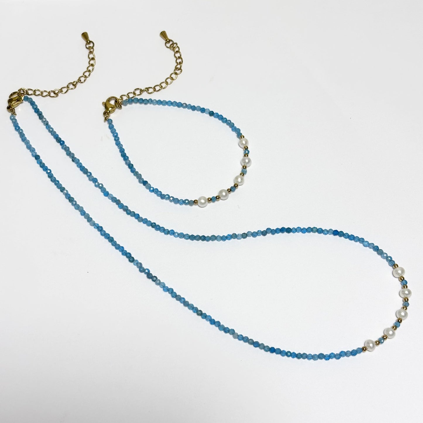 Collier Bracelet Pierre Naturelle Perle D'Eau Douce