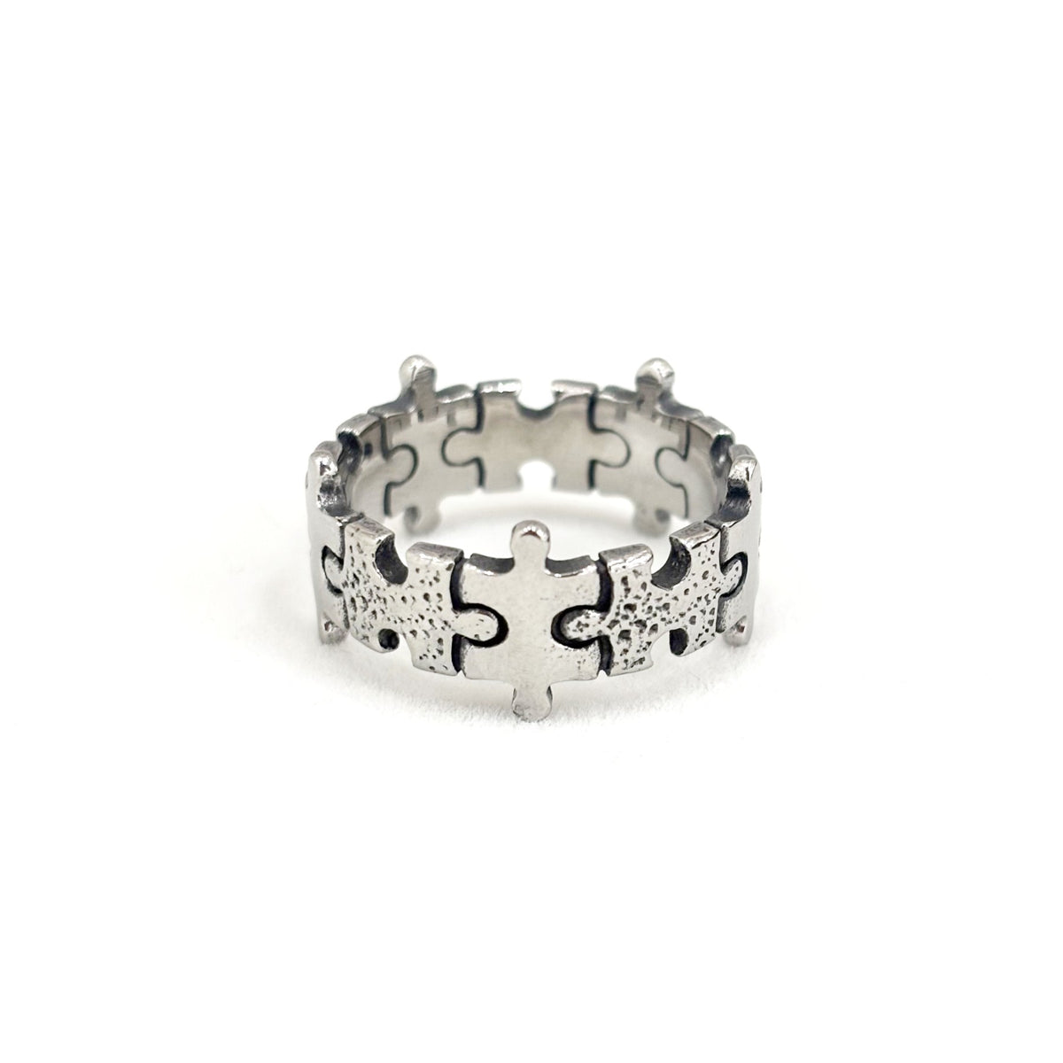 Bague Acier Inoxydable Blanc Puzzle