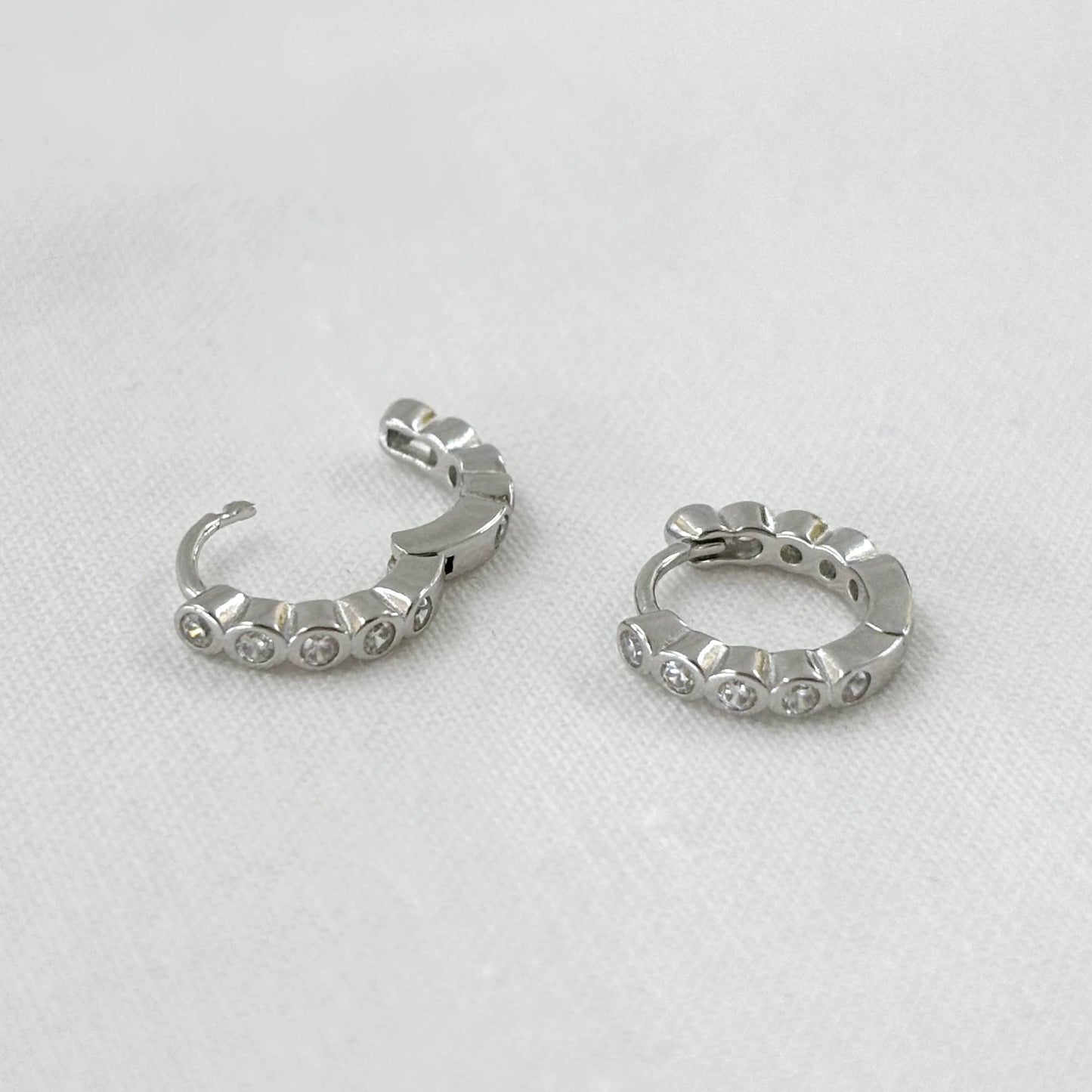 Boucles D'Oreilles Argent 925 1.83G Créoles Strass