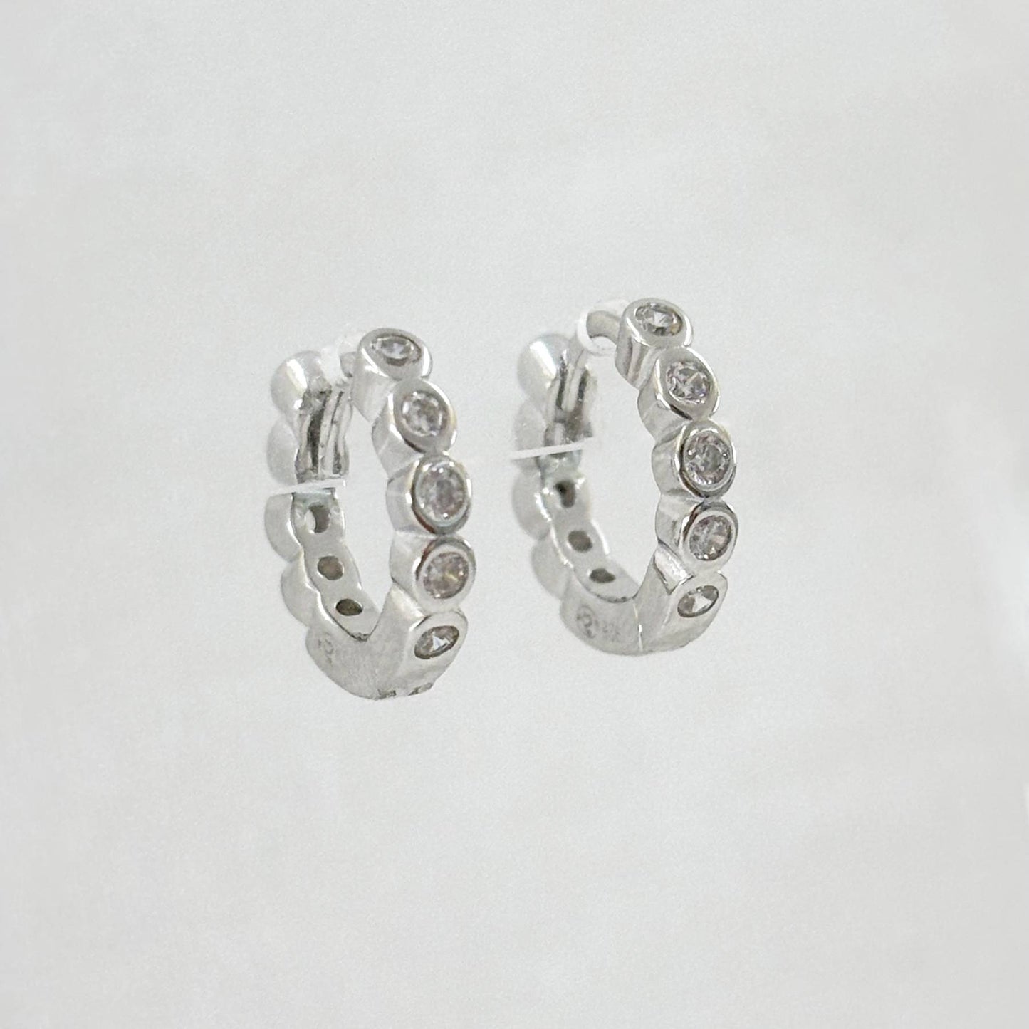 Boucles D'Oreilles Argent 925 1.83G Créoles Strass