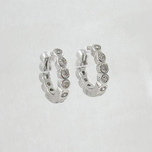 Boucles D'Oreilles Argent 925 1.83G Créoles Strass